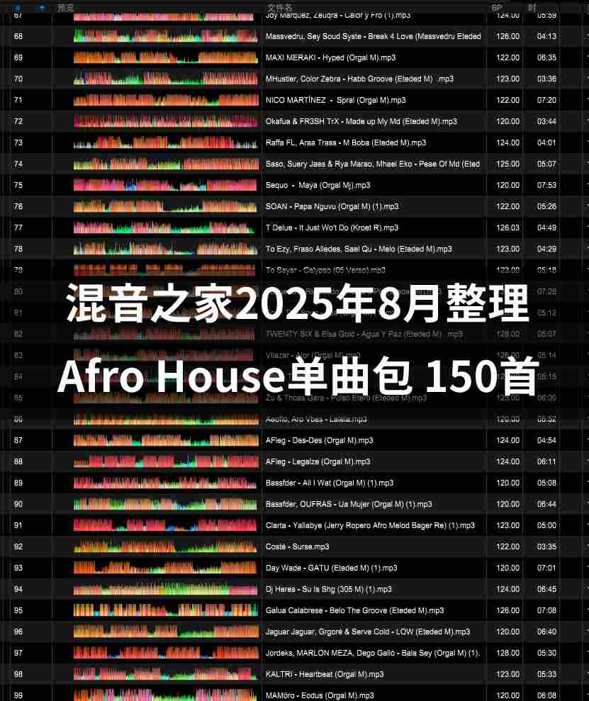 混音之家8月外网整理 第三期-Afro House（150首）